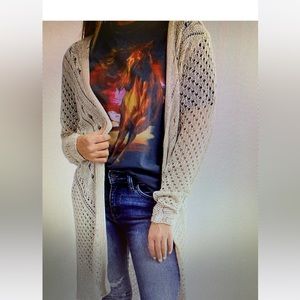 Daytrip Pointelle Cardigan Sweater Sz Med